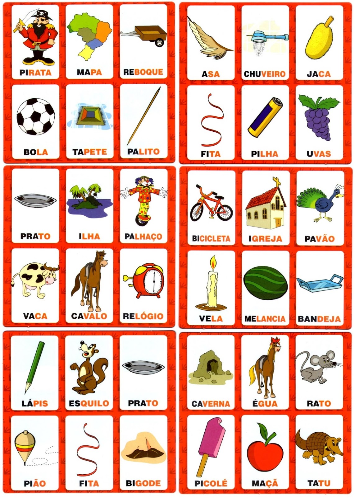 Jogos Para Alfabetizar Bingo Dos Sons Iniciais